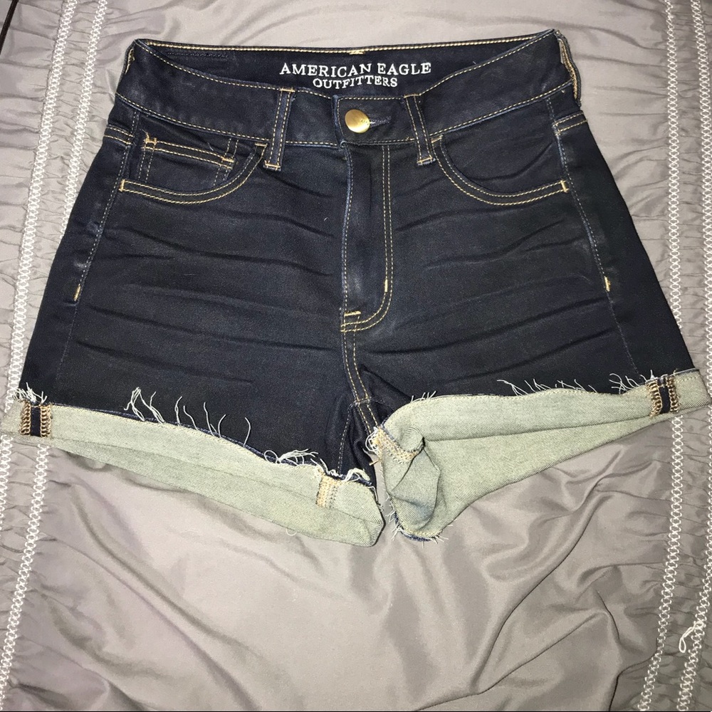 American Eagle Dark Wash High Waisted Shorts